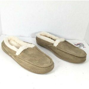 Women's Slippers Tan Slip-On Faux Fur Lined Size Large